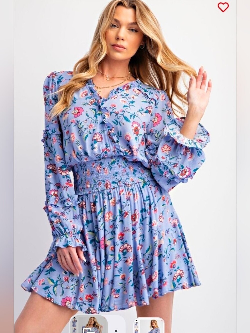 NEW!!! Easel Floral Ruffled Smocked Waist Blouse - Lavender, NWT